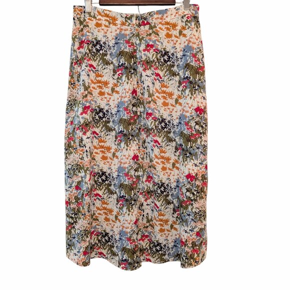 Commense Womens Size L White Allover Colorful Floral Back Zipper Lined Skirt - Picture 3 of 9